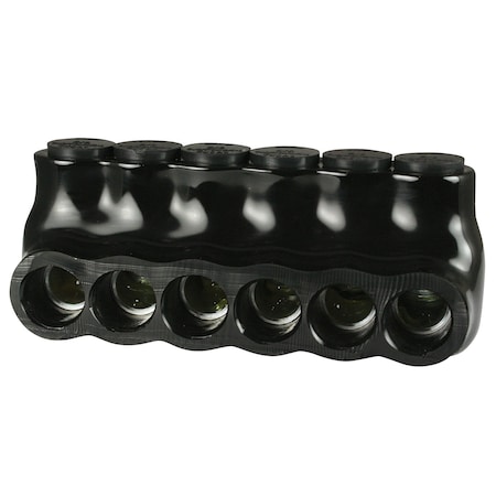 Asi 6 Port Single Sided Multi Tap Connector for 6 - 2/0 AWG wire, 600V, Black AICS2-0-6